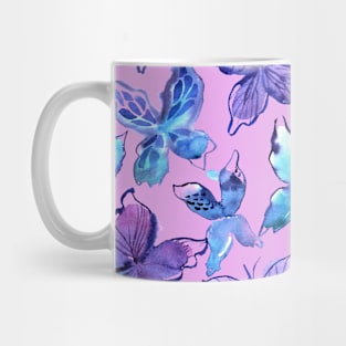 Butterfly Pattern with Purple Background Mug